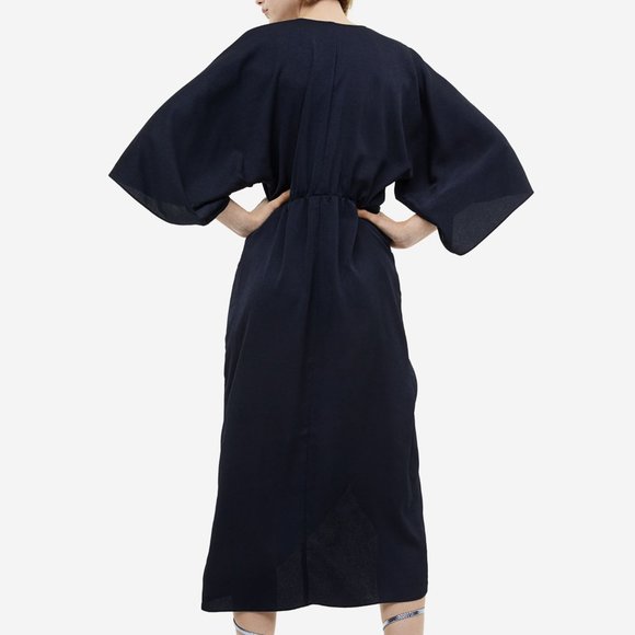 (NWT) H&M - dark blue/navy, flowy, v-neck dress - Picture 4 of 8